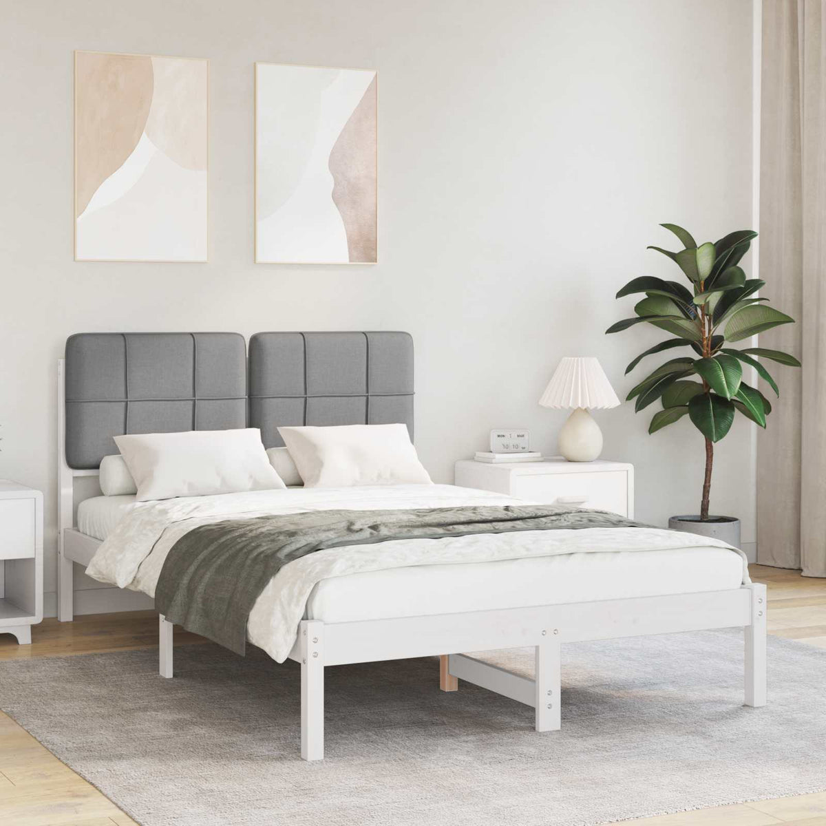 Krevetni okvir s tapiciranim uzglavljem Svijetlo siva Svjetlosiva 195.5 x 125.5 x 84.5 cm