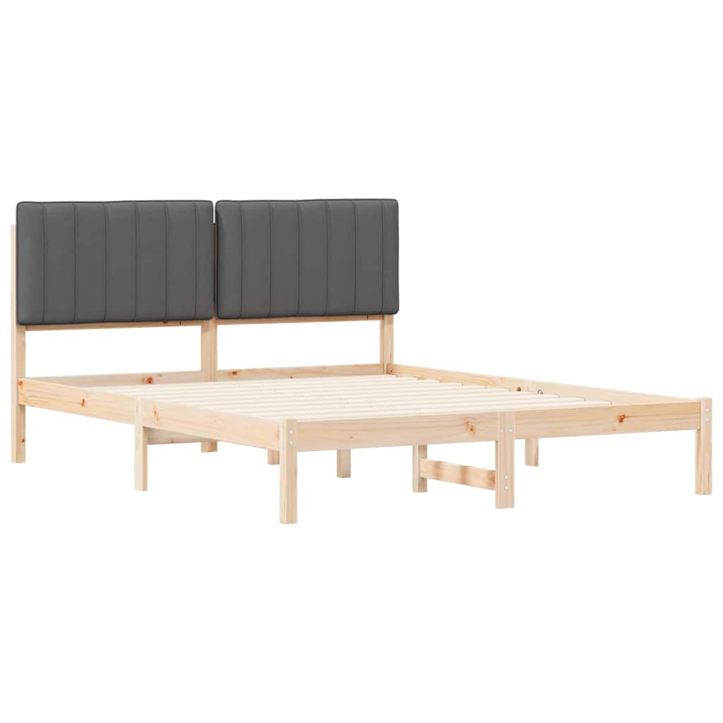 Krevetni okvir s tapiciranim uzglavljem Tamno siva 160 x 200 cm