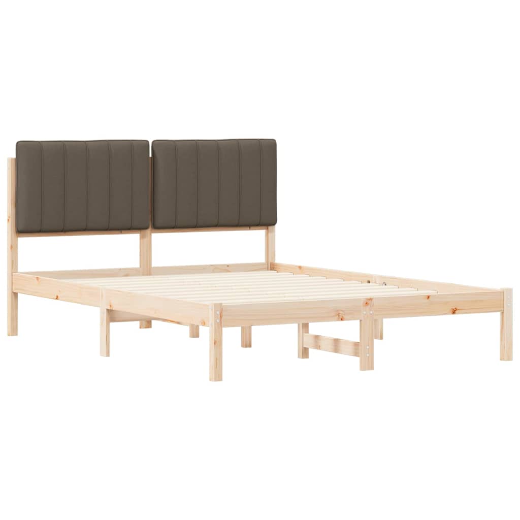 Krevetni okvir s tapiciranim uzglavljem Sivo-smeđa 140 x 190 cm