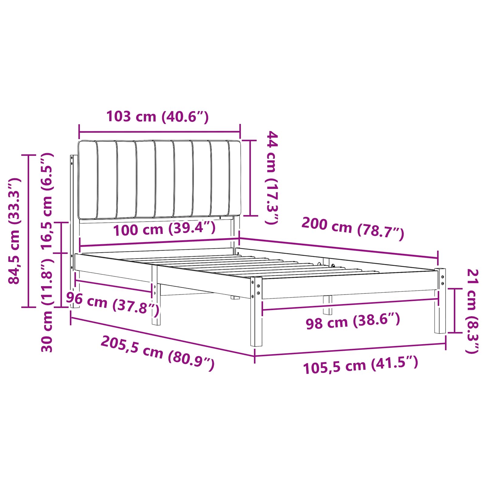Krevetni okvir s tapiciranim uzglavljem Sivo-smeđa 100 x 200 cm