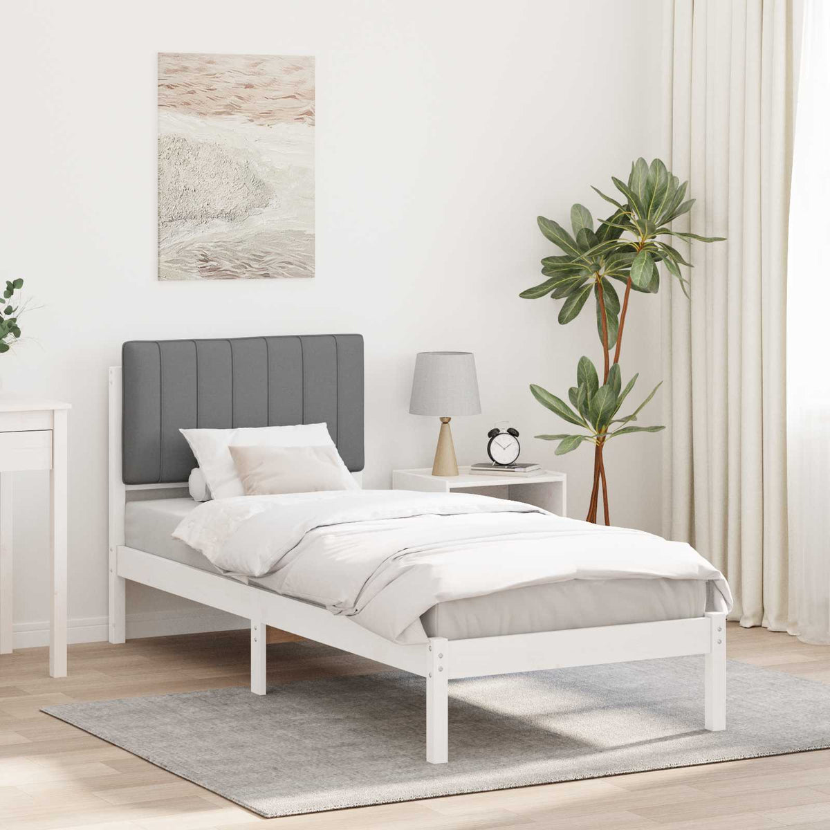 Krevetni okvir s tapiciranim uzglavljem Svijetlo siva Svjetlosiva 205.5 x 85.5 x 84.5 cm