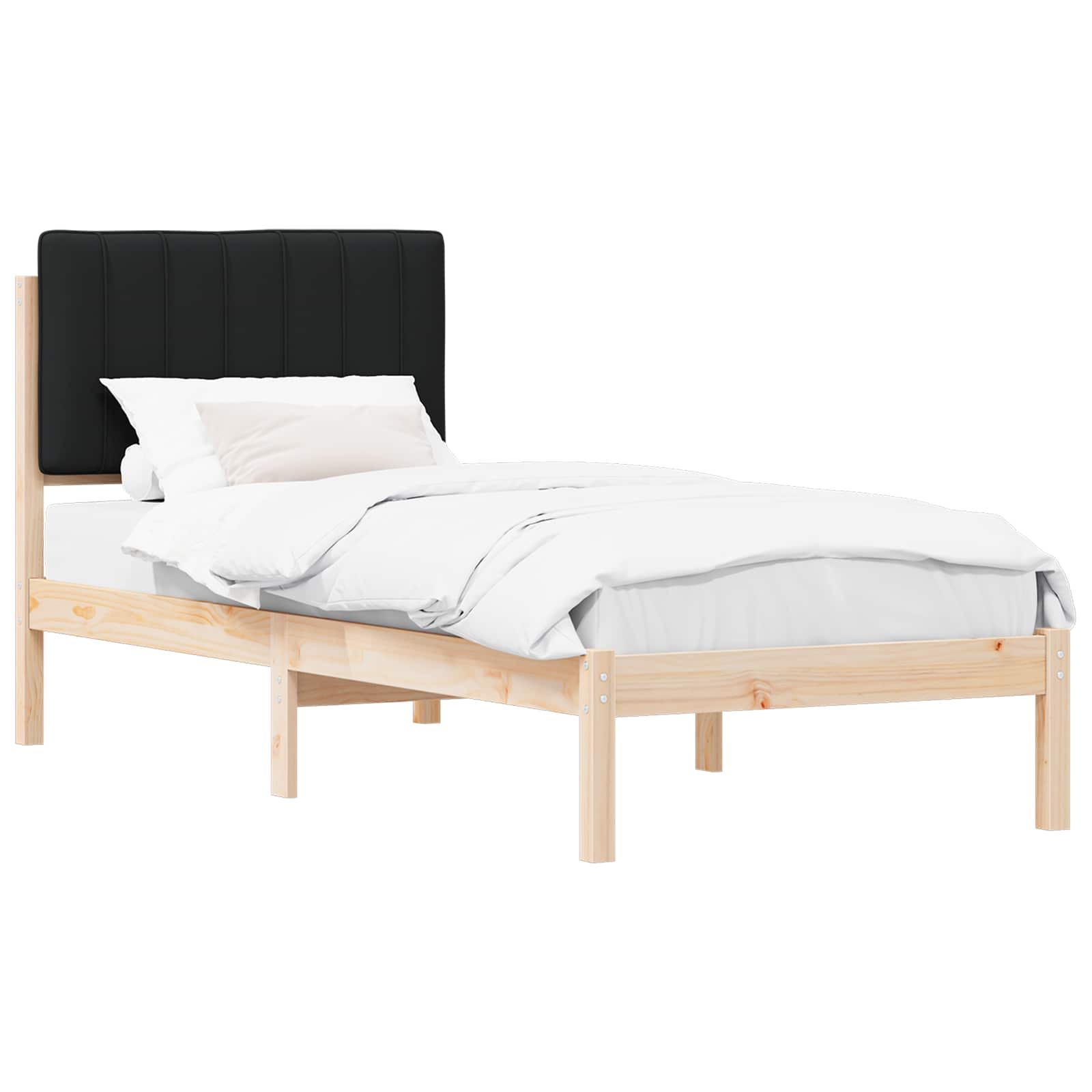 Krevetni okvir s tapiciranim uzglavljem Crna 75 x 190 cm