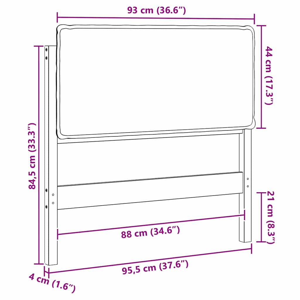 Tapecirani uzglavlje s uzglavljem Bijela i svijetlo siva 90 cm
