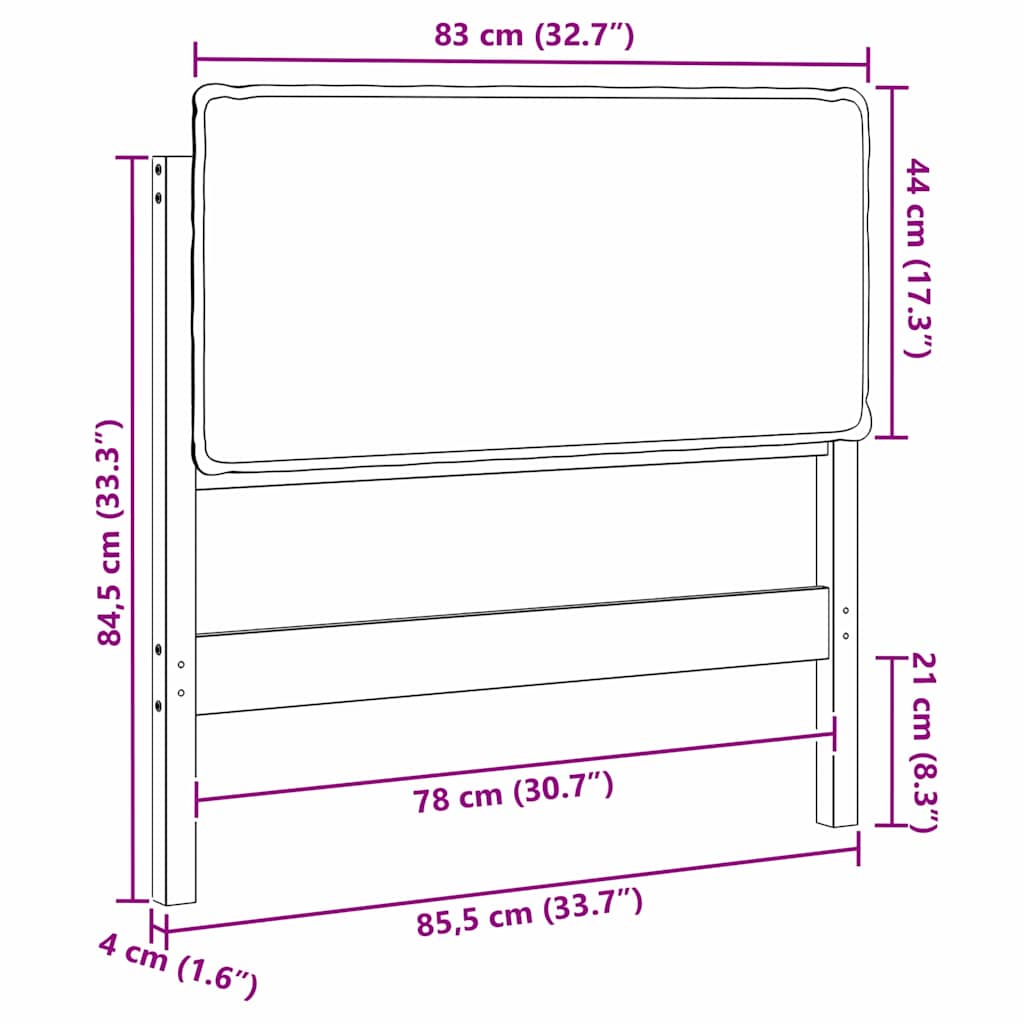 Tapecirani uzglavlje s uzglavljem Prirodna i tamno siva 80 cm