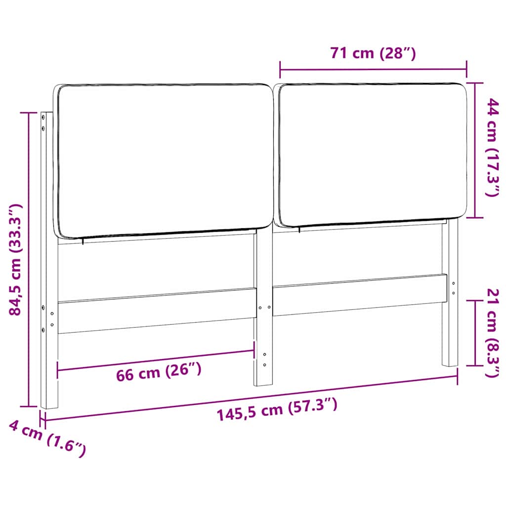 Tapecirani uzglavlje s uzglavljem Smeđa i svijetlosiva 140 cm