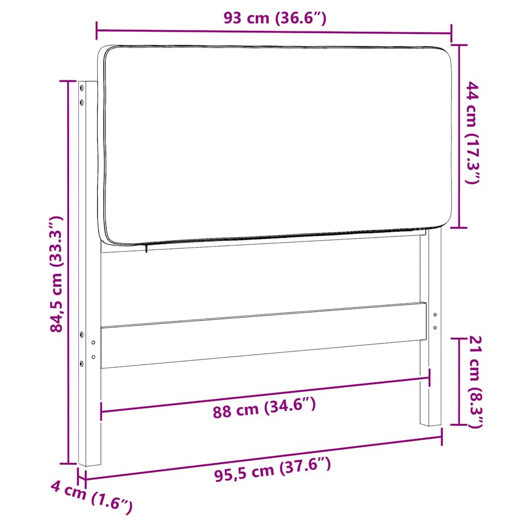 Tapecirani uzglavlje Smeđa i taupe 90 cm Čvrsto borovo drvo