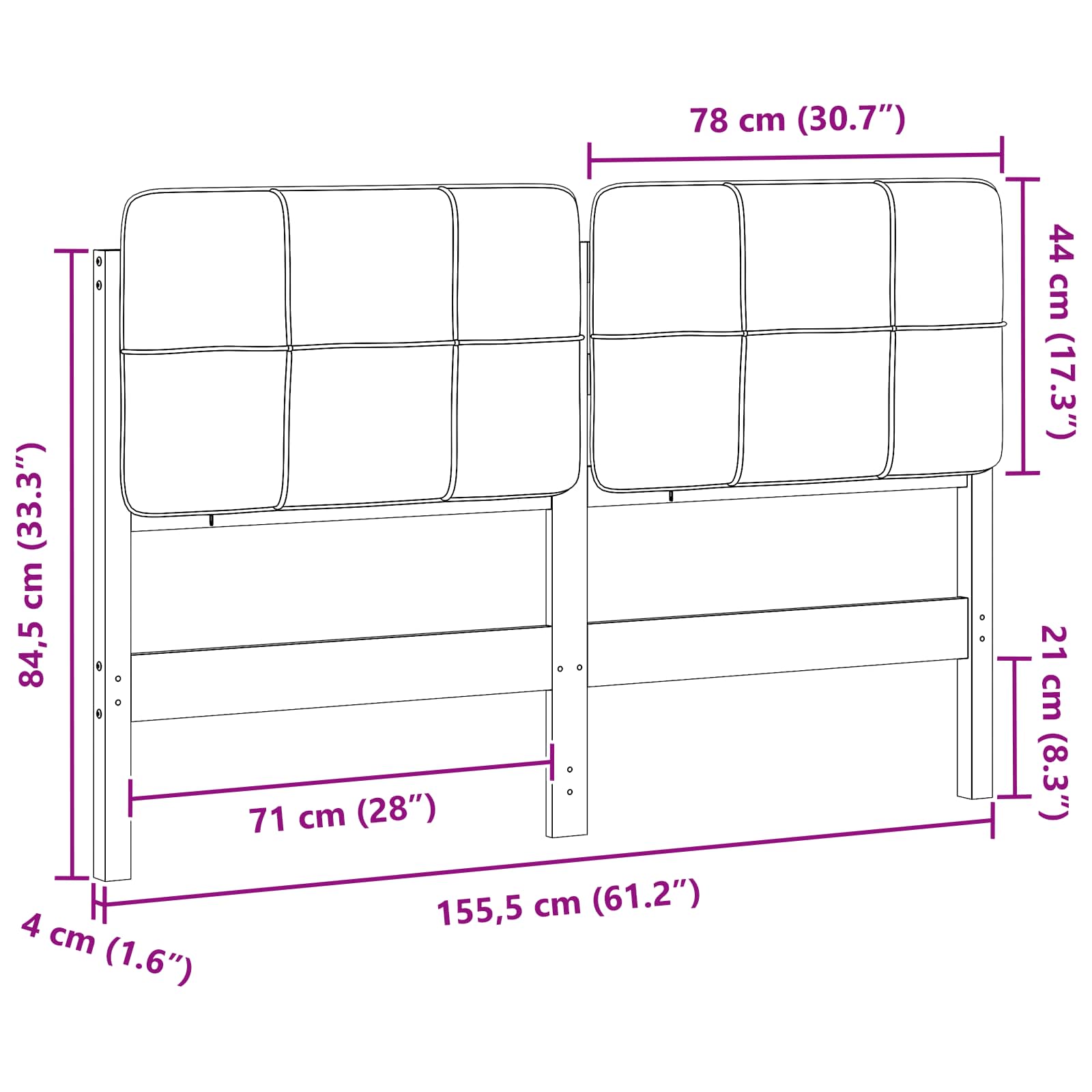 Tapecirani uzglavlje s uzglavljem Smeđa i svijetlosiva 150 cm