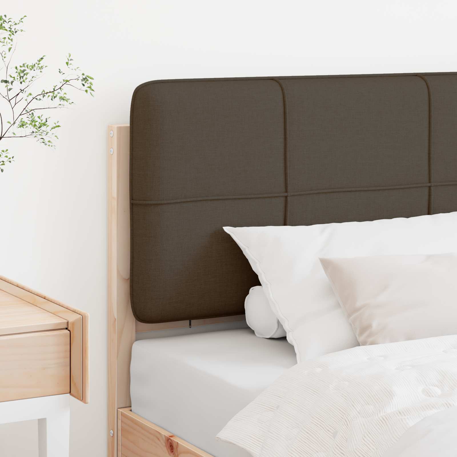 Tapecirani uzglavlje Smeđa i taupe 90 cm Čvrsto borovo drvo