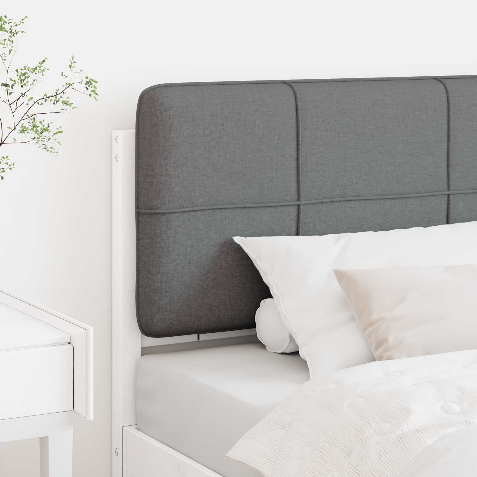 Tapecirani uzglavlje s uzglavljem Bijela i svijetlo siva 90 cm
