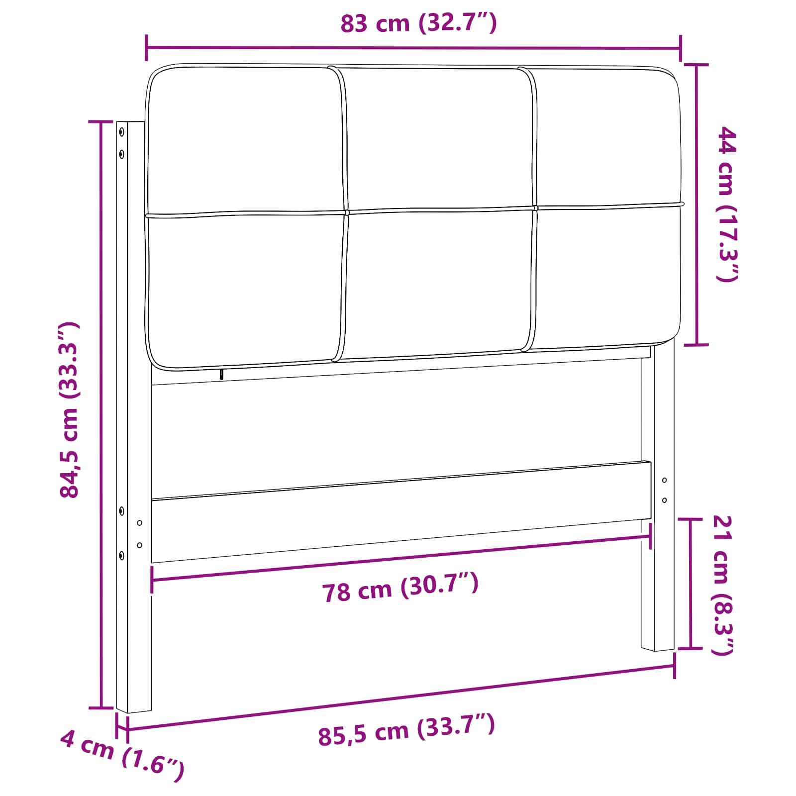 Tapecirani uzglavlje s uzglavljem Smeđa i tamno siva 80 cm