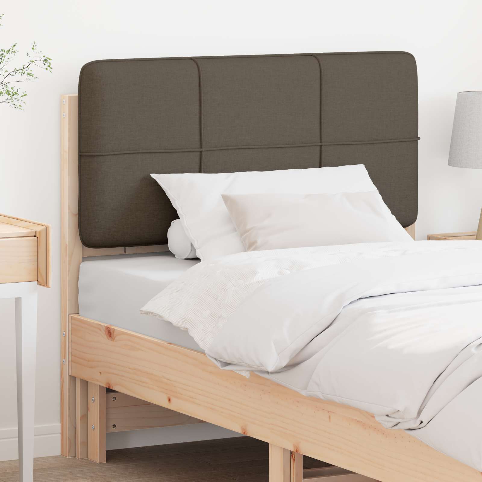 Tapecirani uzglavlje Smeđa i taupe 80 cm Čvrsto borovo drvo