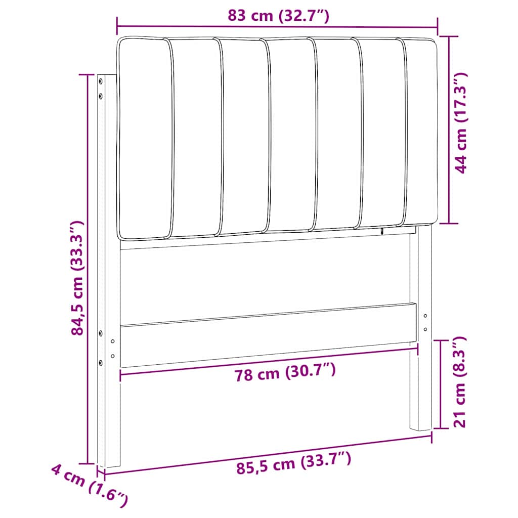 Tapecirani uzglavlje s uzglavljem Smeđa i svijetlosiva 80 cm