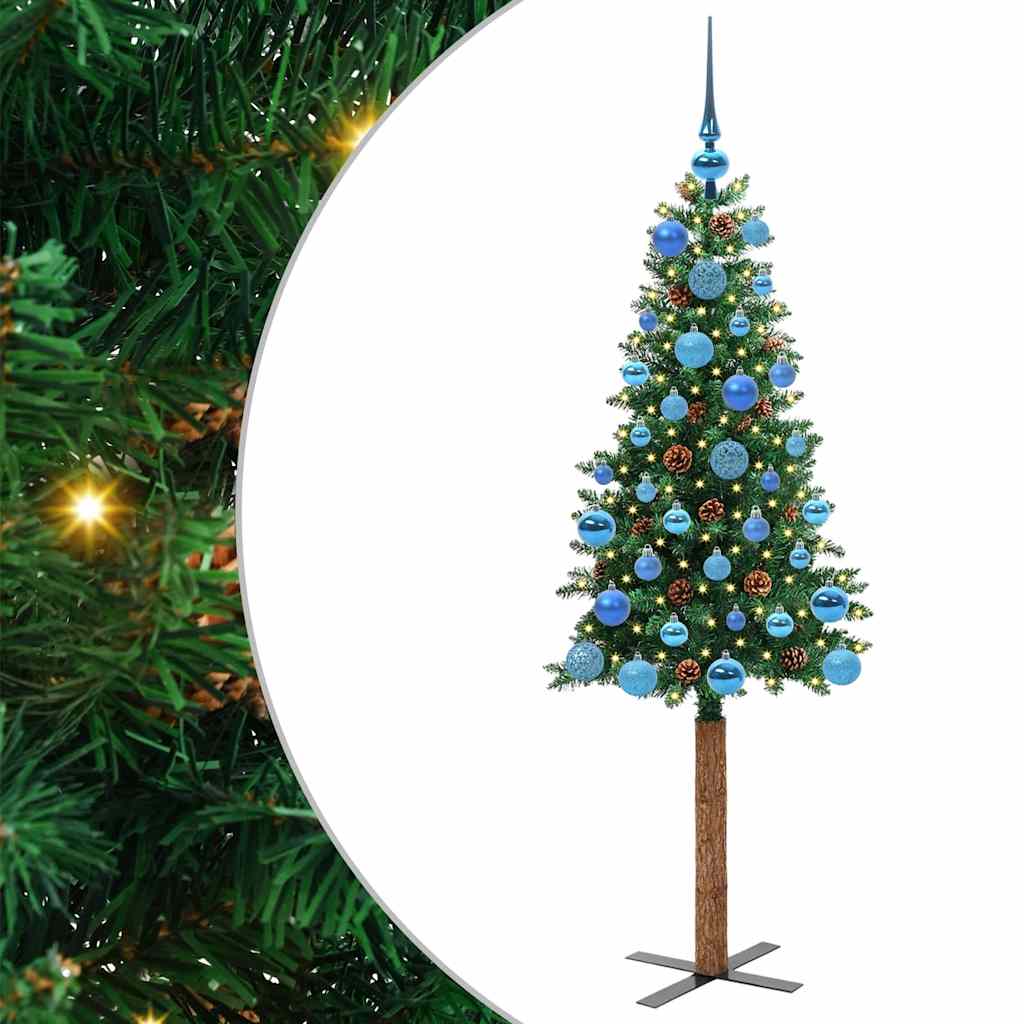 Mršavo božićno drvce Zelena 150 cm PVC i čvrsto drvo bora