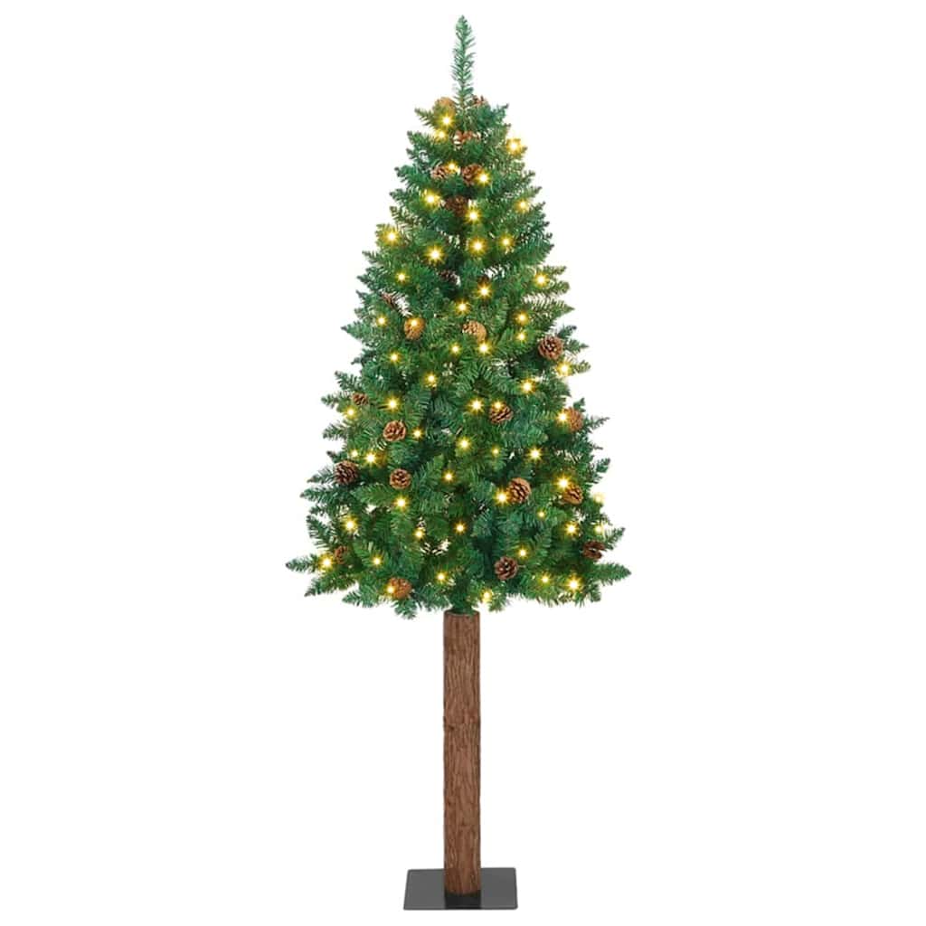 Mršavo božićno drvce Zelena 210 cm PVC i čvrsto drvo bora