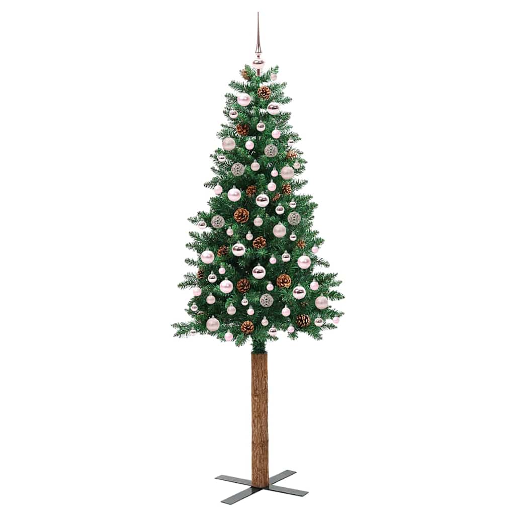 Mršavo božićno drvce Zelena 210 cm PVC i čvrsto drvo bora