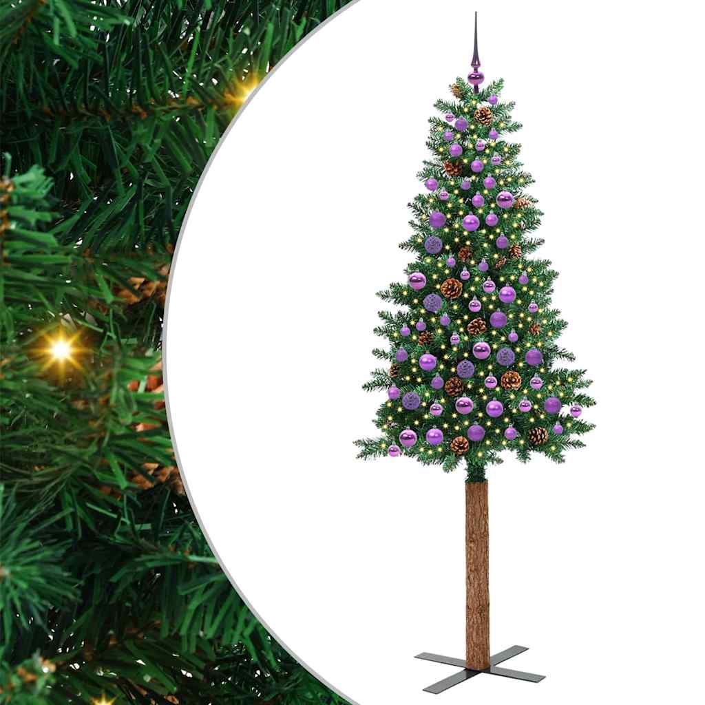Mršavo božićno drvce Zelena 210 cm PVC i čvrsto drvo bora