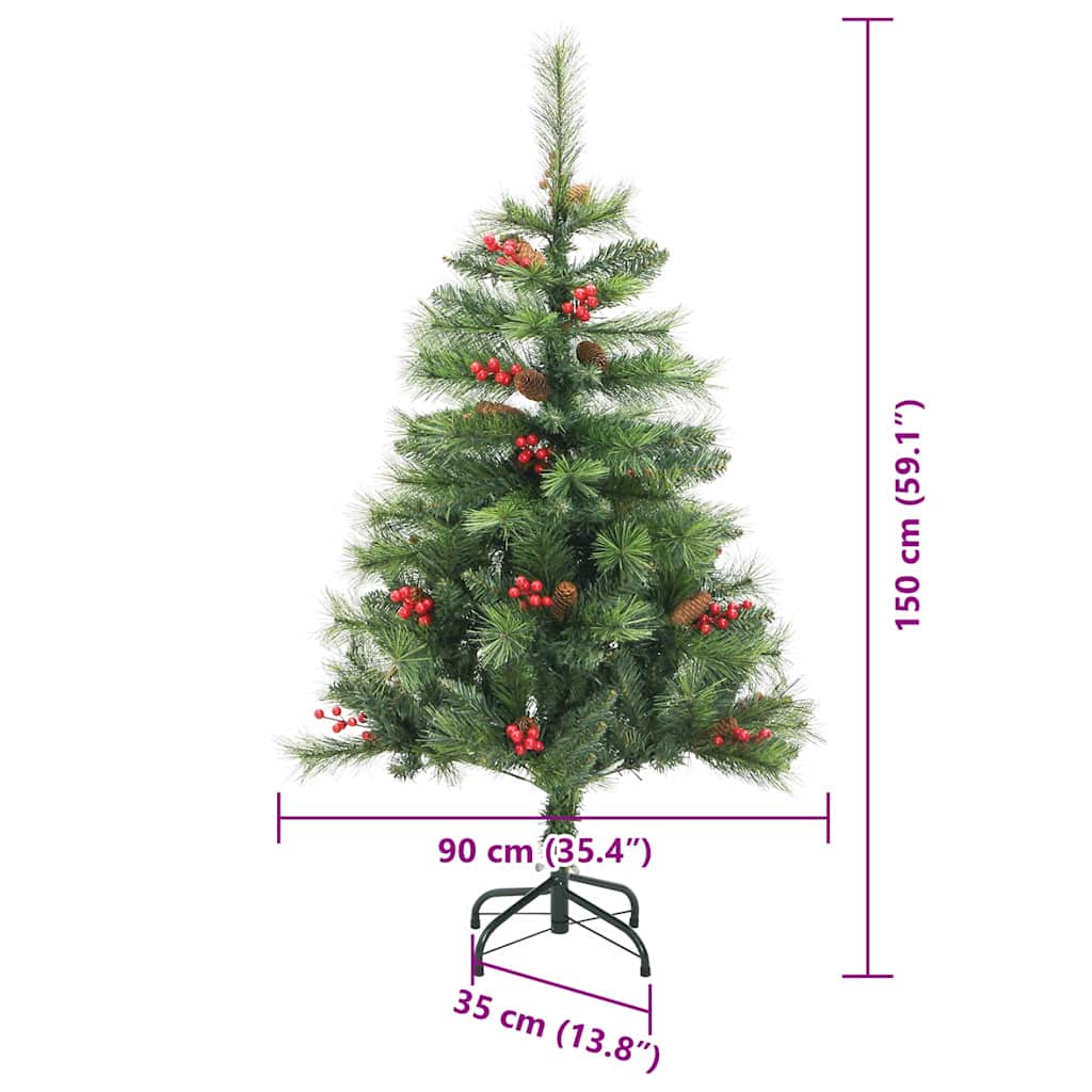 Umjetno božićno drvce S LED lampica Zelena 150 cm PVC i metal