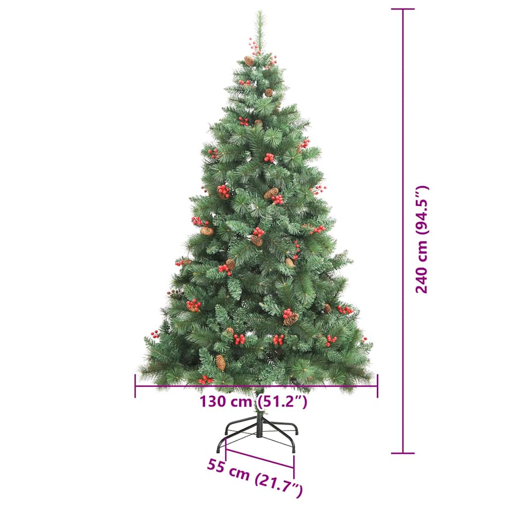 Umjetno božićno drvce S LED lampica Zelena 240 cm PVC i metal