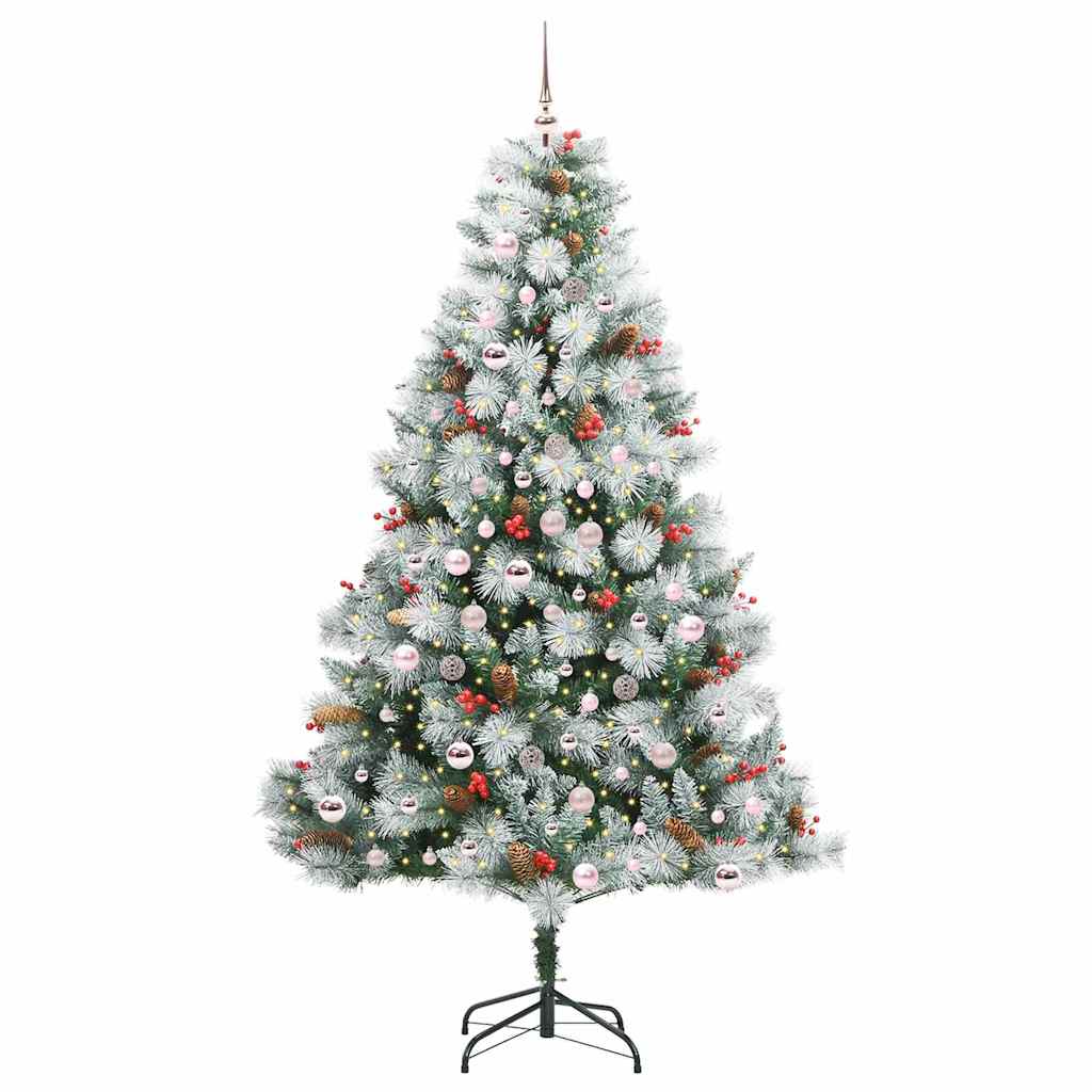 Umjetno božićno drvce S LED lampica Zelena i bijela 210 cm