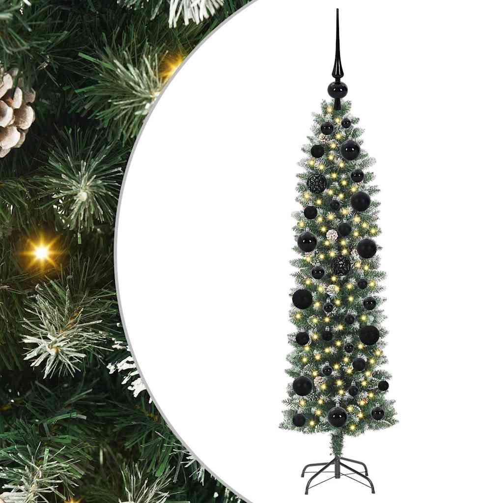 Umjetno vitko božićno drvce s stalakom Zelena i bijela 120 cm
