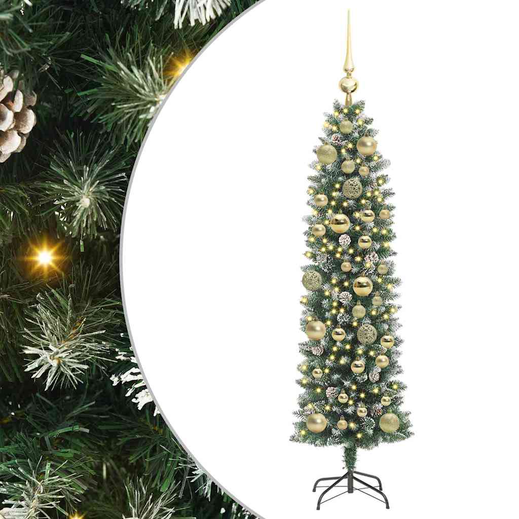 Umjetno vitko božićno drvce s stalakom Zelena i bijela 120 cm
