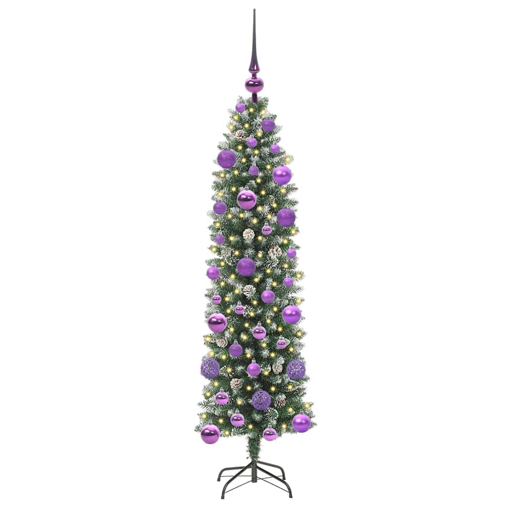 Umjetno vitko božićno drvce s stalakom Zelena i bijela 120 cm