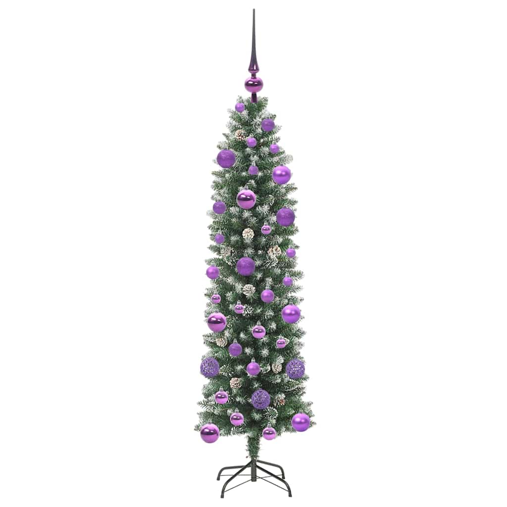 Umjetno vitko božićno drvce s stalakom Zelena i bijela 120 cm