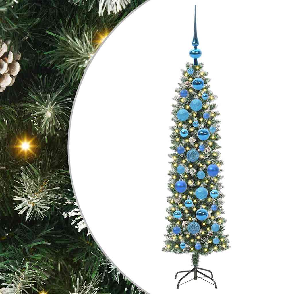 Umjetno vitko božićno drvce s stalakom Zelena i bijela 120 cm