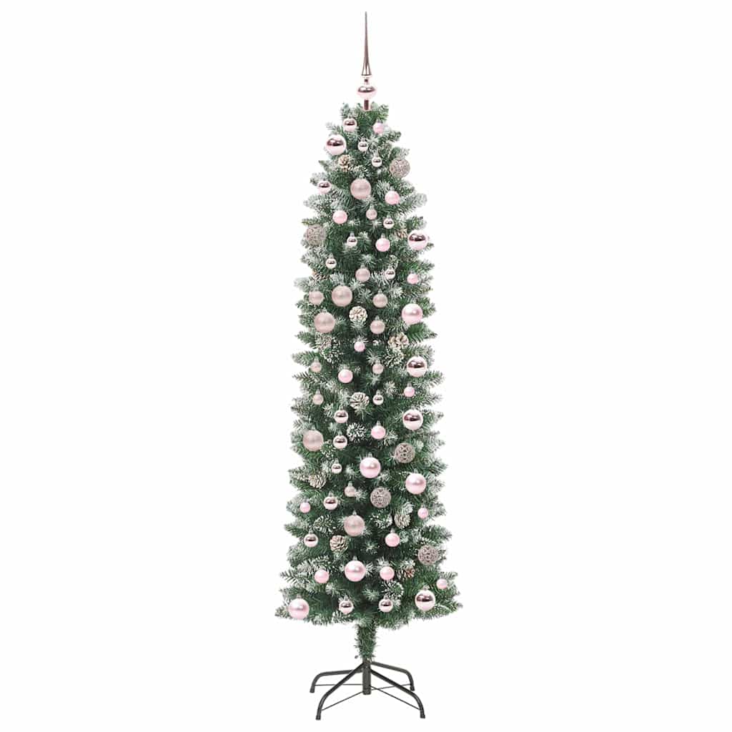 Umjetno vitko božićno drvce s stalakom Zelena i bijela 180 cm