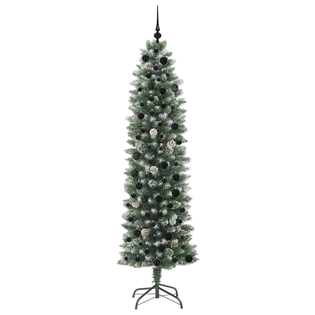 Umjetno vitko božićno drvce Zelena i bijela 210 cm