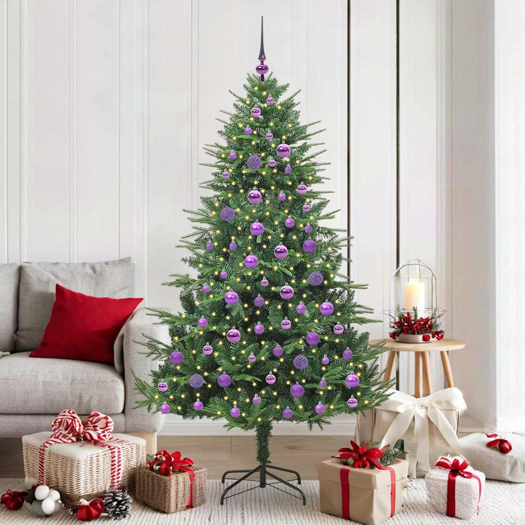 Umjetno prethodno osvijetljeno božićno drvce s kuglicama Zelena