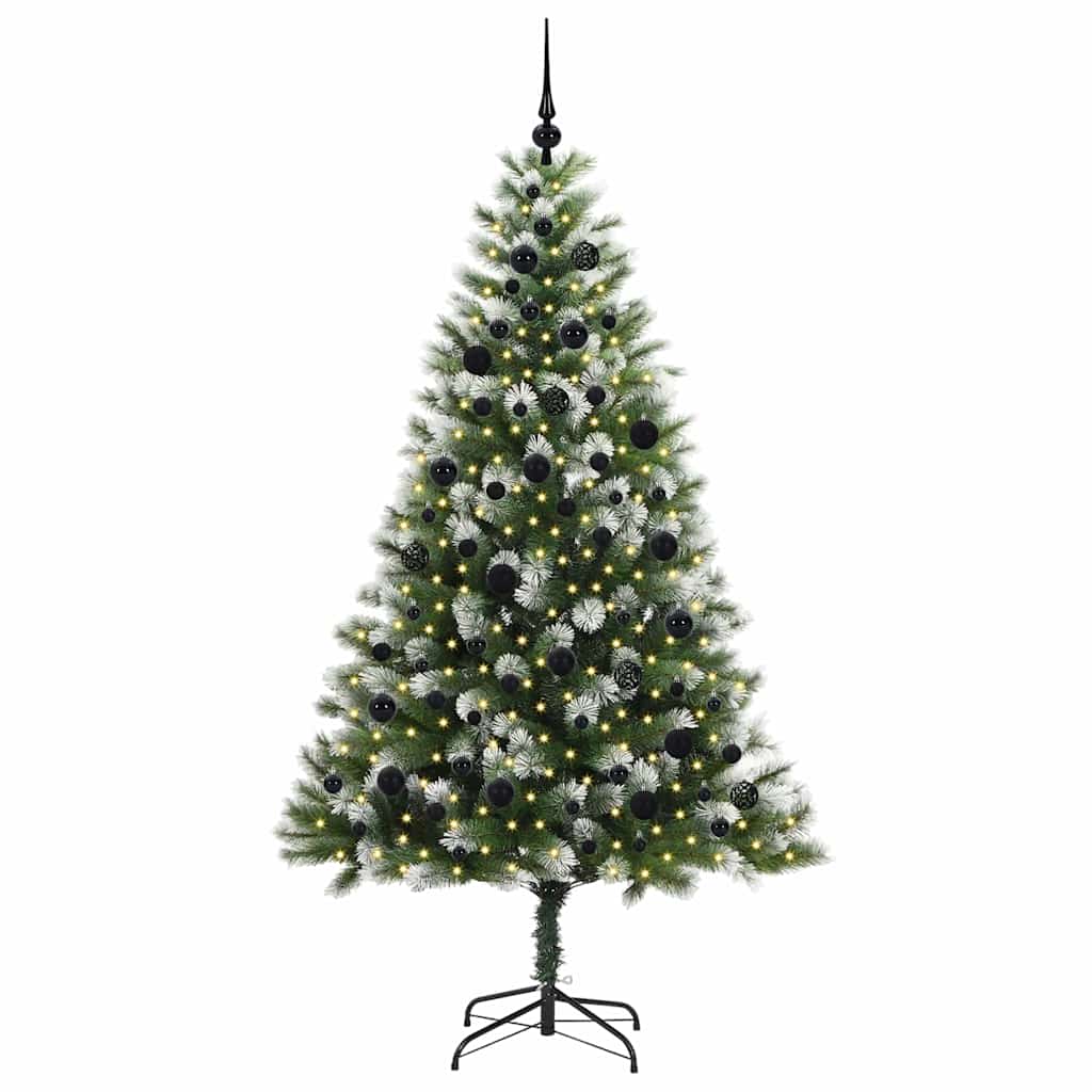 Umjetna jelka s pantenom i pahuljicama Zelena i bijela 210 cm