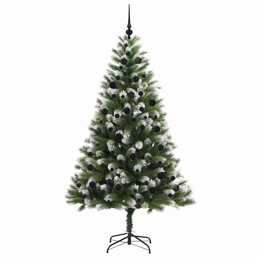 Umjetna jelka s pantenom i pahuljicama Zelena i bijela 210 cm