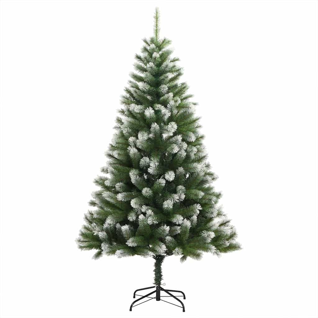 Umjetna jelka s pantenom i pahuljicama Zelena i bijela 210 cm