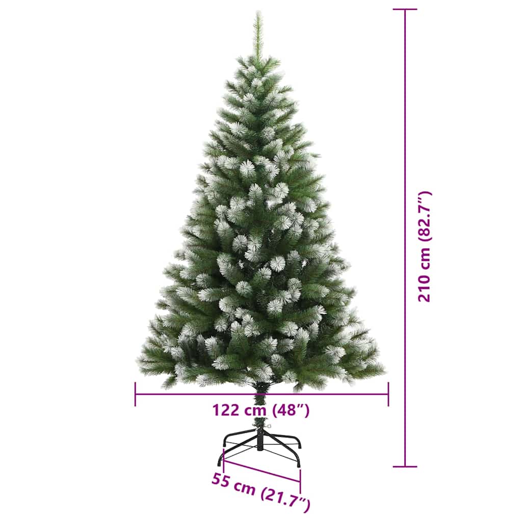 Umjetna jelka s pantenom i pahuljicama Zelena i bijela 210 cm