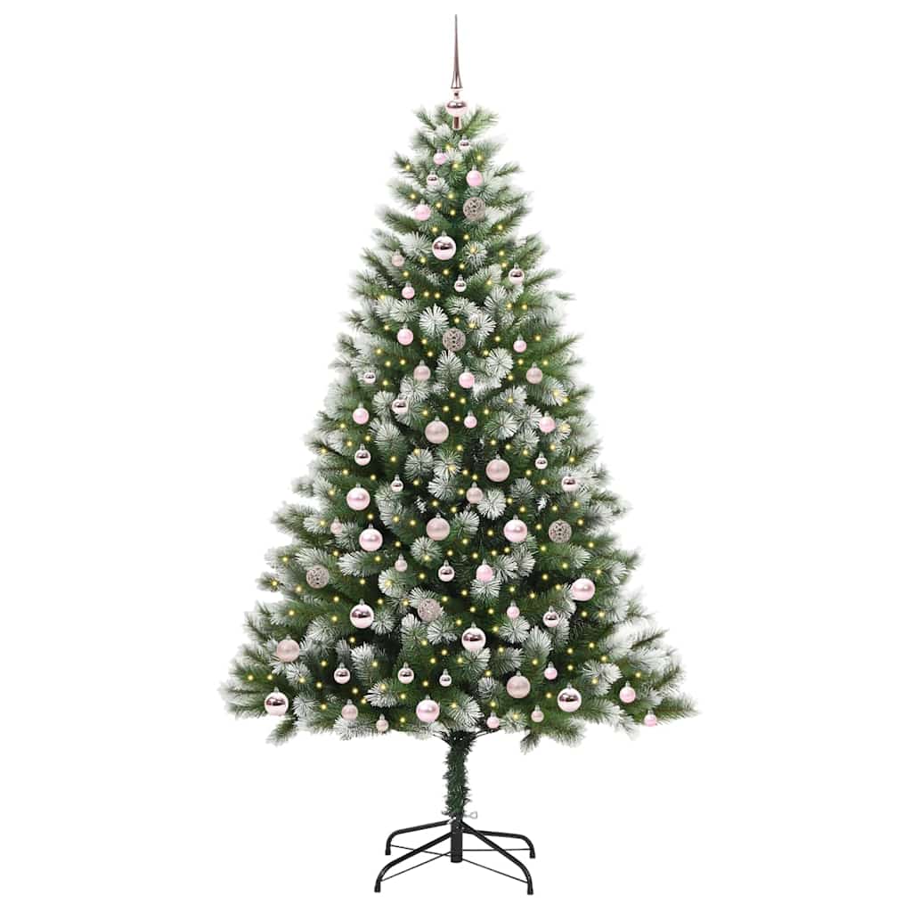 Umjetna jelka s pantenom i pahuljicama Zelena i bijela 210 cm