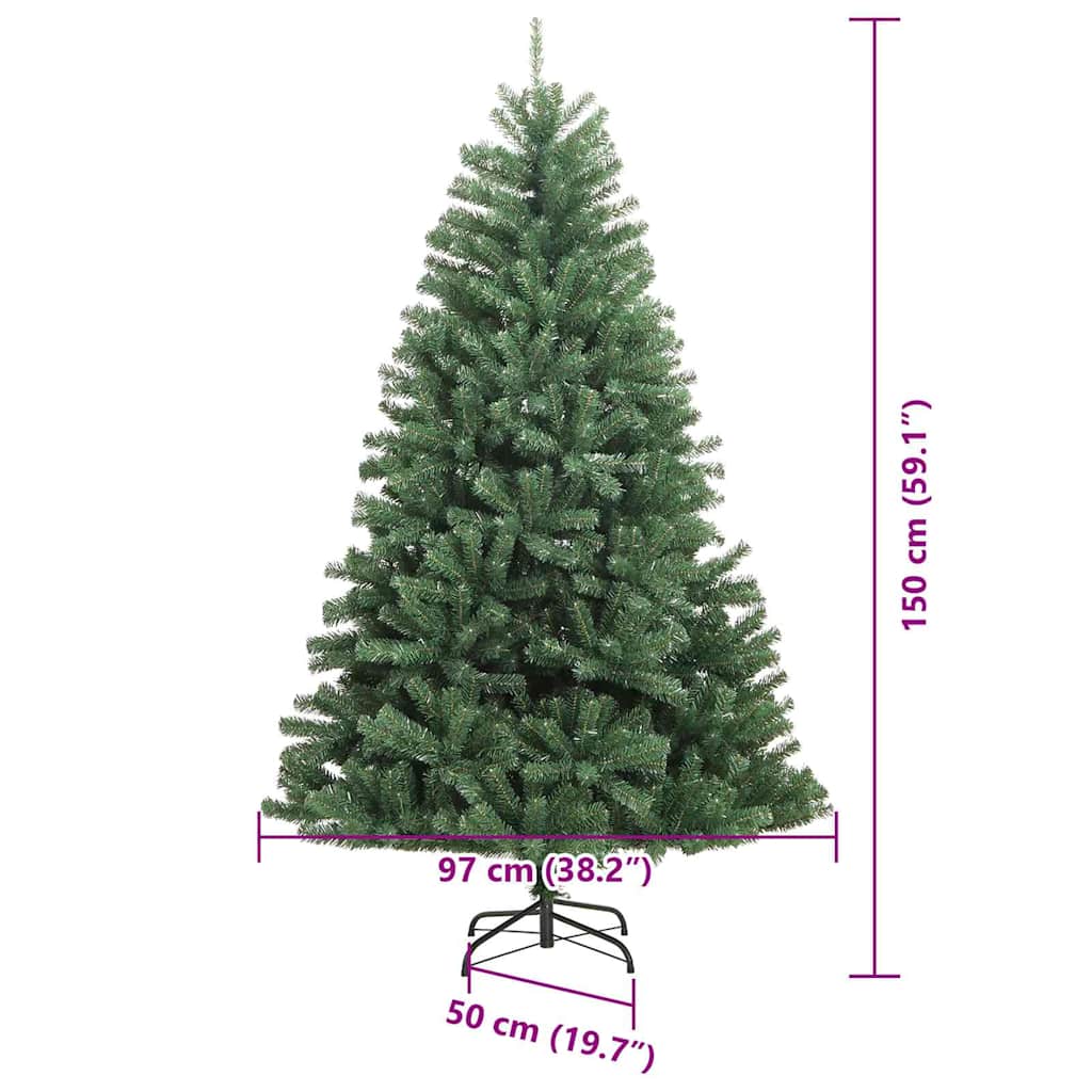 Umjetno božićno drvce s nogom Zelena 150 cm PVC i metal