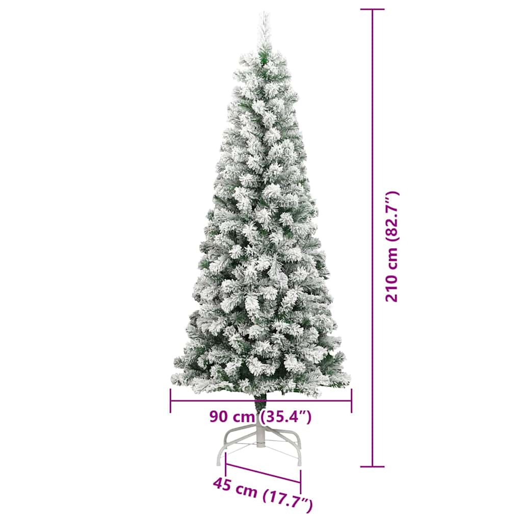 Umjetno božićno drvce s nogom Zelena i bijela 210 cm