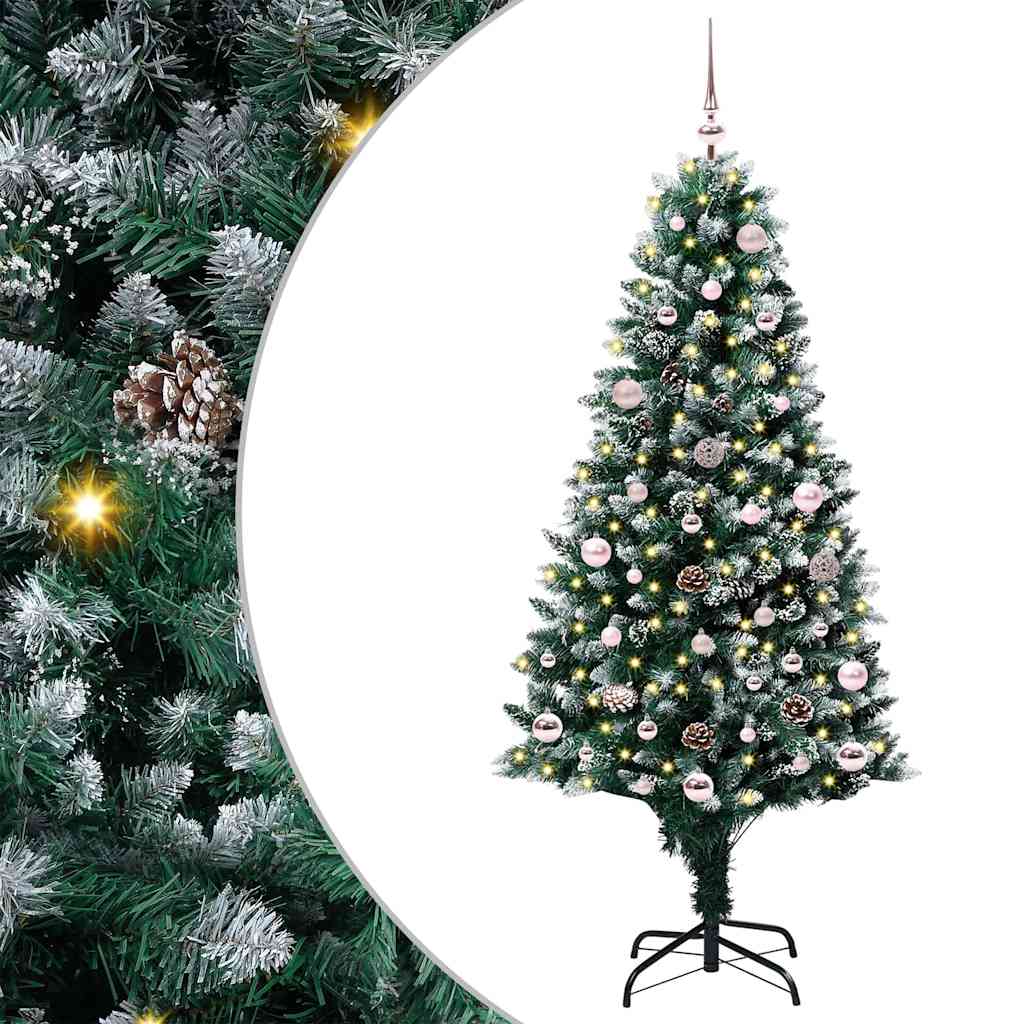 Umjetna božićna jelka s LED svjetlima i setom kuglica i češerima 240 cm