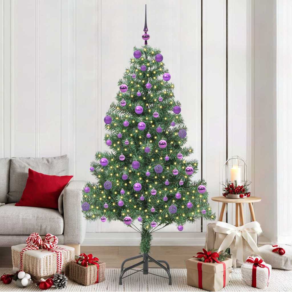 Božićno drvce s 300 LED svjetlima s stalakom Zelena 210 cm PVC