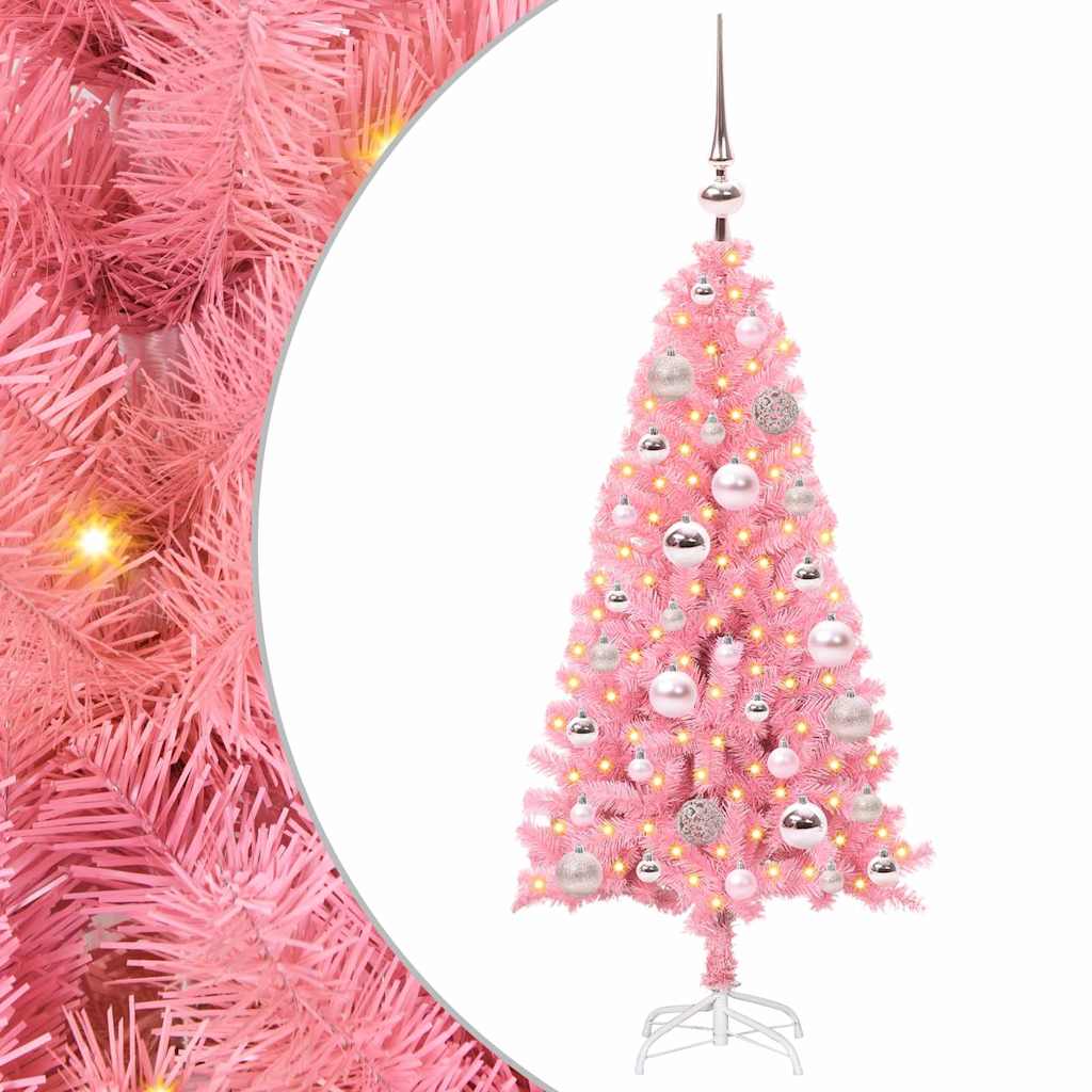 Božićno drvce s 150 LED svjetlima Ružičasta 120 cm PVC