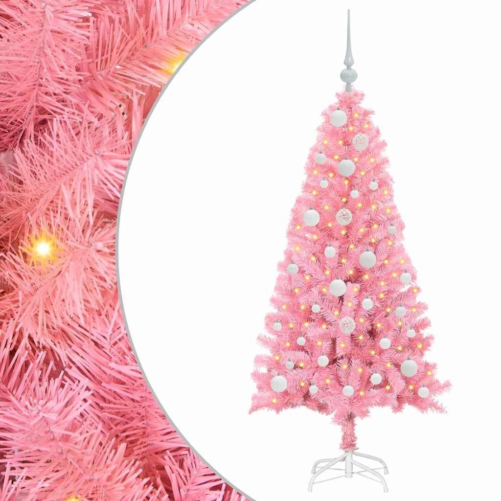 Božićno drvce s 150 LED svjetlima Ružičasta 120 cm PVC