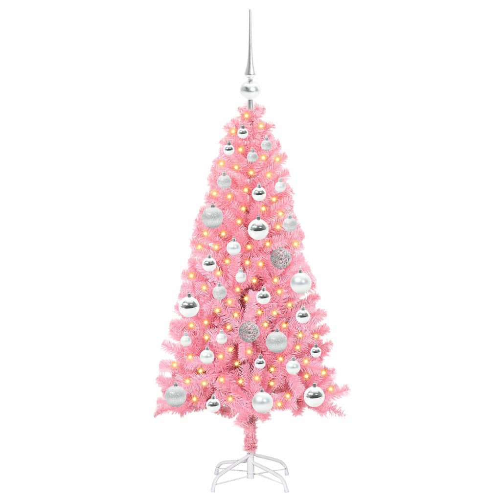 Božićno drvce s 150 LED svjetlima Ružičasta 120 cm PVC