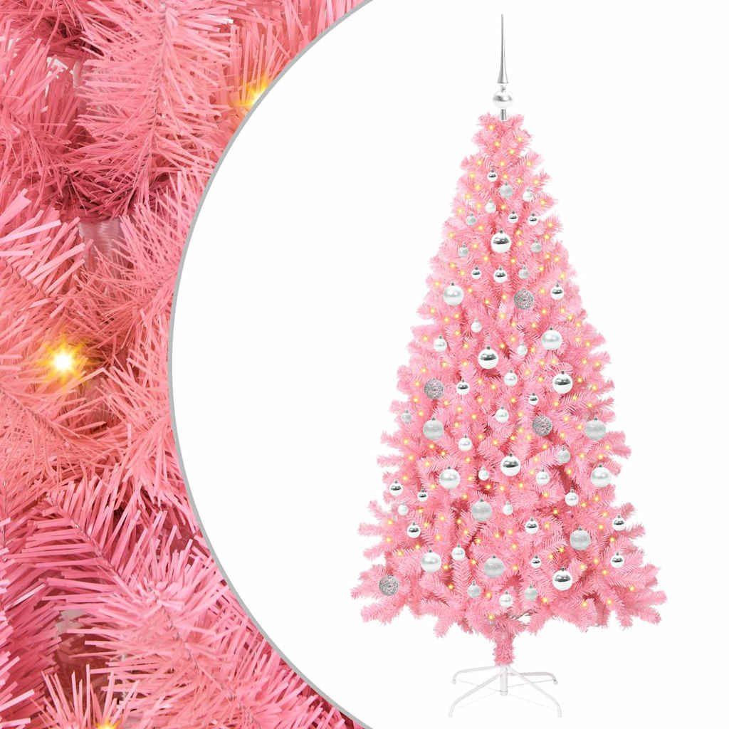Božićno drvce s 300 LED svjetlima Ružičasta 180 cm PVC