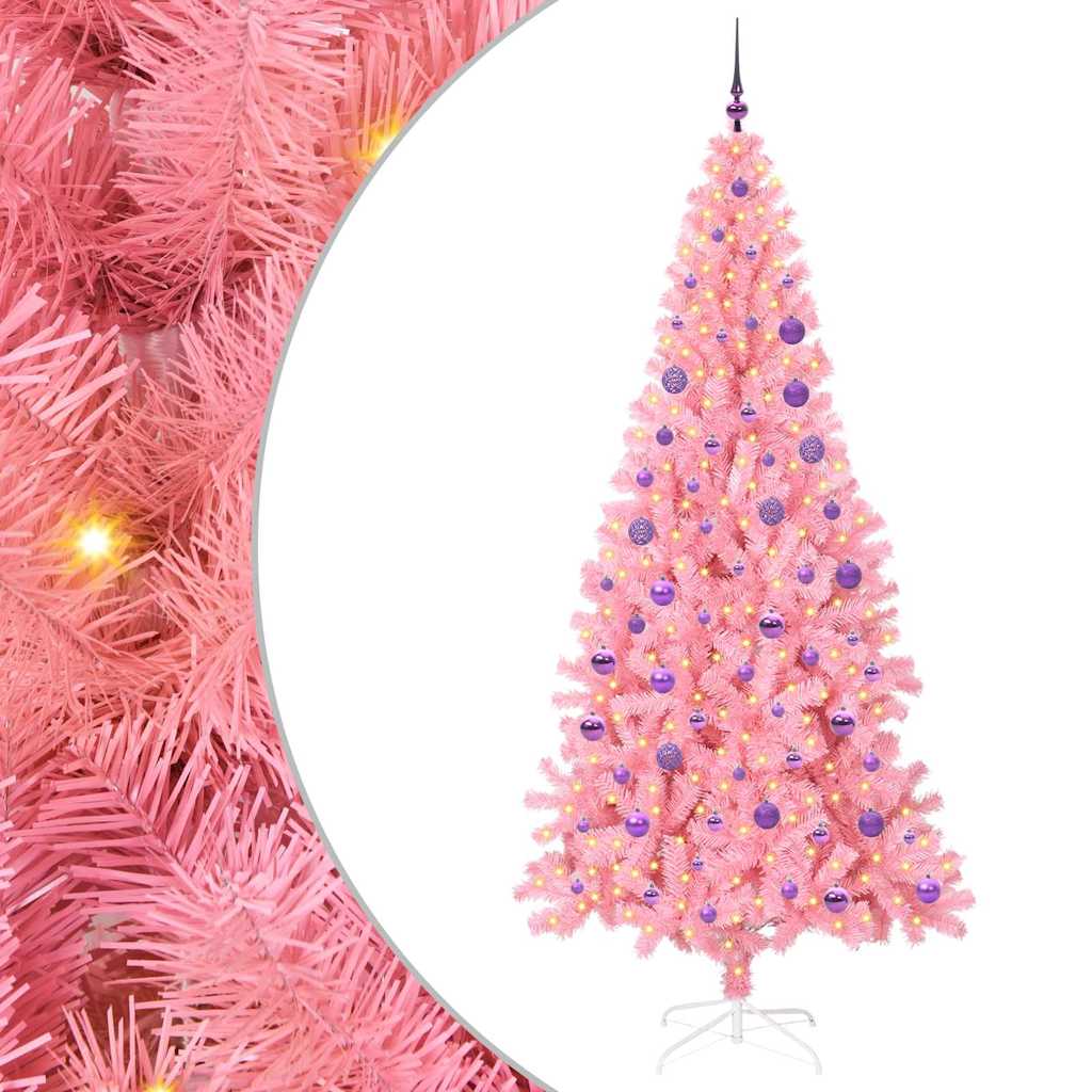 Božićno drvce s 300 LED svjetlima Ružičasta 180 cm PVC