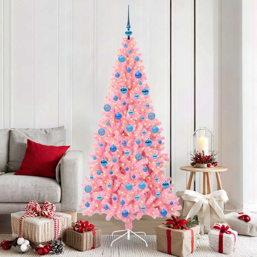 Božićno drvce s 300 LED svjetlima Ružičasta 180 cm PVC