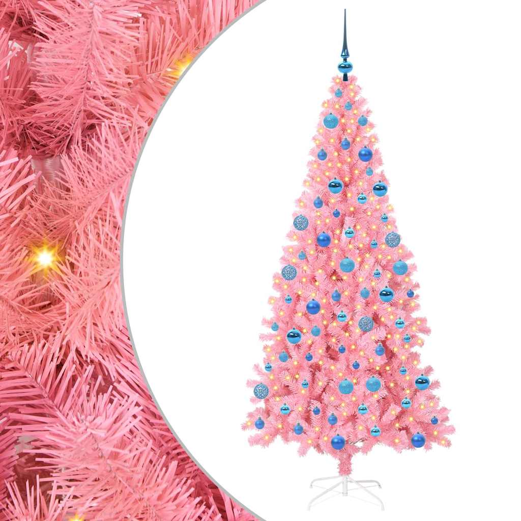 Božićno drvce s 300 LED svjetlima Ružičasta 180 cm PVC