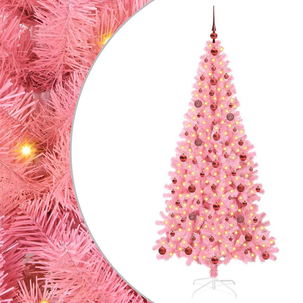 Božićno drvce s 300 LED svjetlima Ružičasta 210 cm PVC