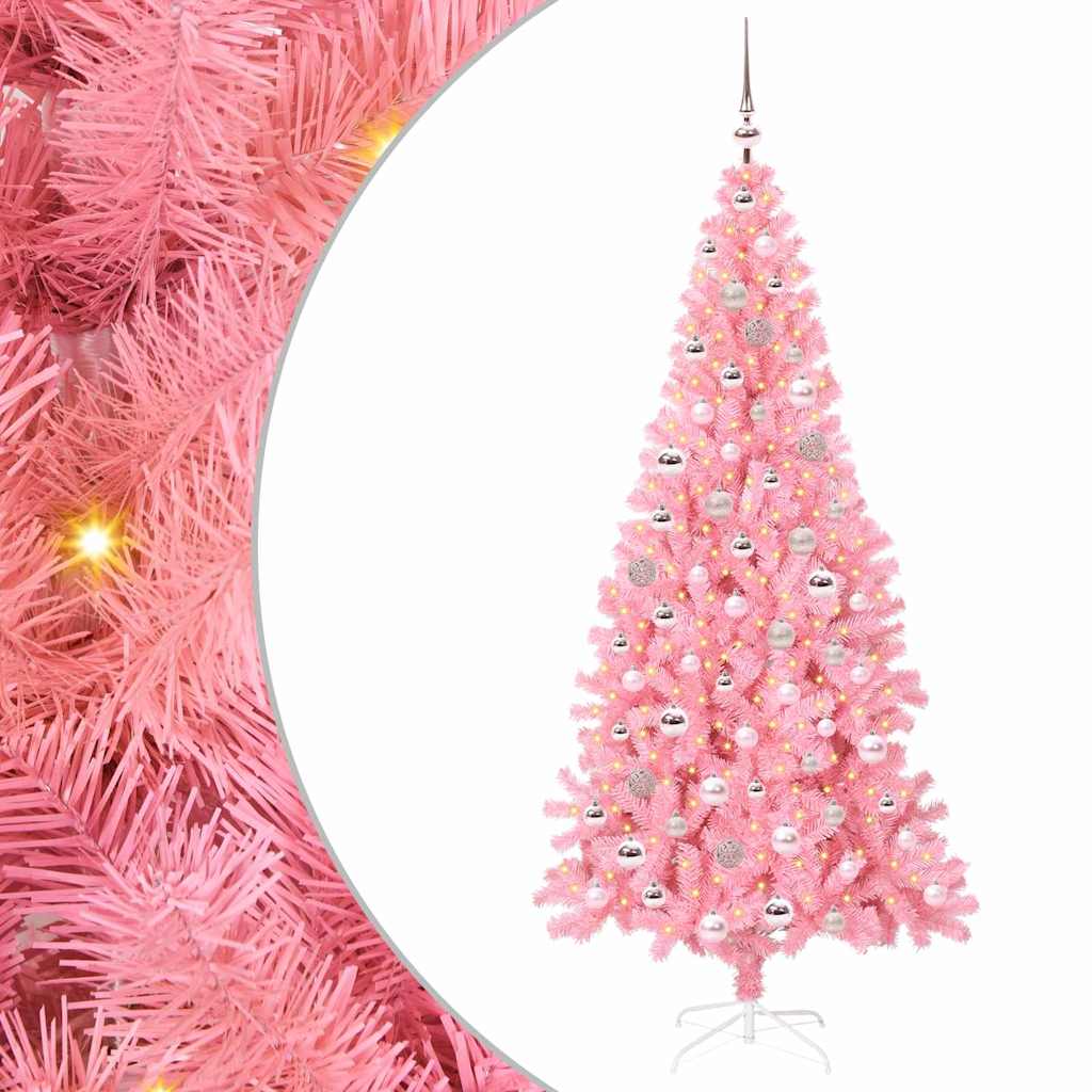 Božićno drvce s 300 LED svjetlima Ružičasta 210 cm PVC