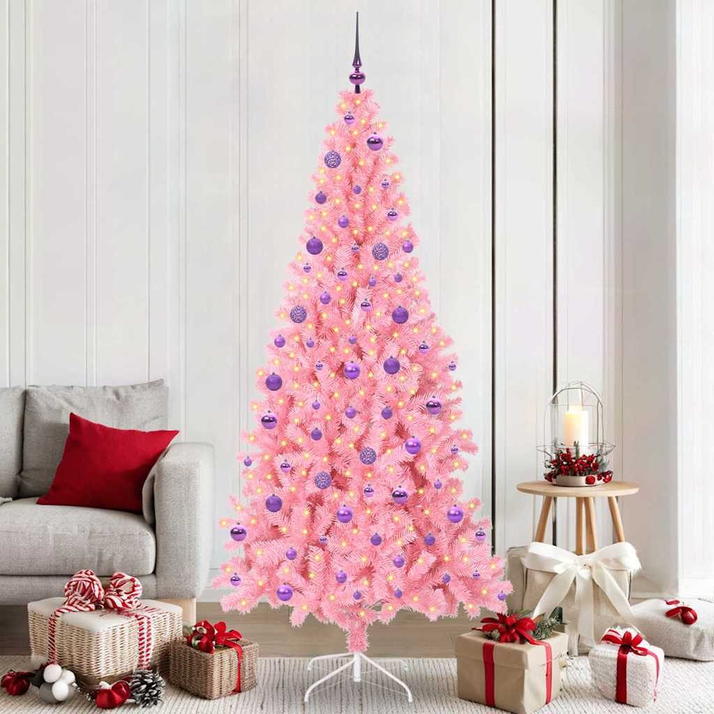 Božićno drvce s 300 LED svjetlima Ružičasta 210 cm PVC